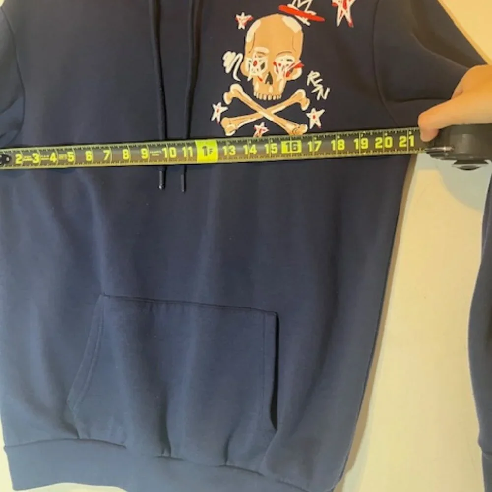 Reason Brand May the Bridges I Burn Light the Way Navy Skull Hoodie‎ Sz M